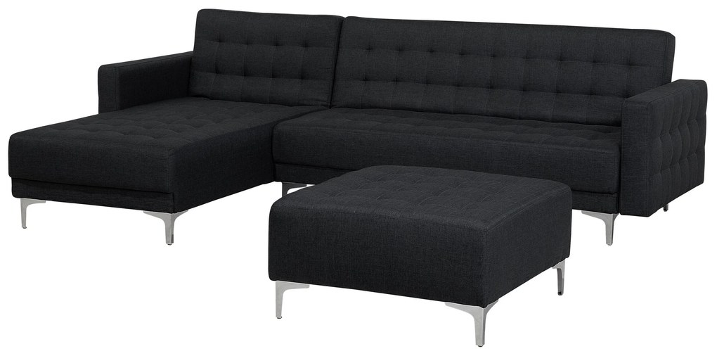 Sofá de canto 4 lugares com repousa-pés em tecido cinzento grafite à direita ABERDEEN Beliani