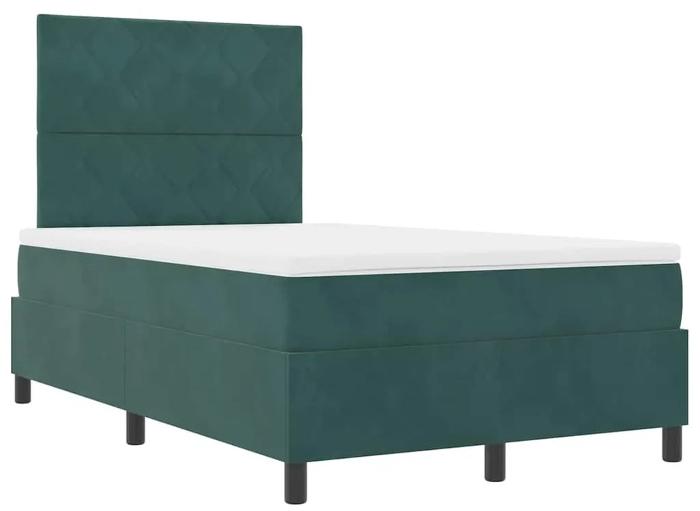 Cama Box com Colchão vidaXL Verde Escuro 120x200 cm Veludo