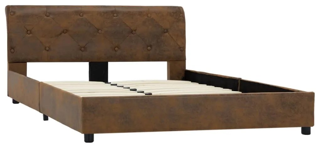 Estrutura de cama 140x200 cm camurça artificial castanho