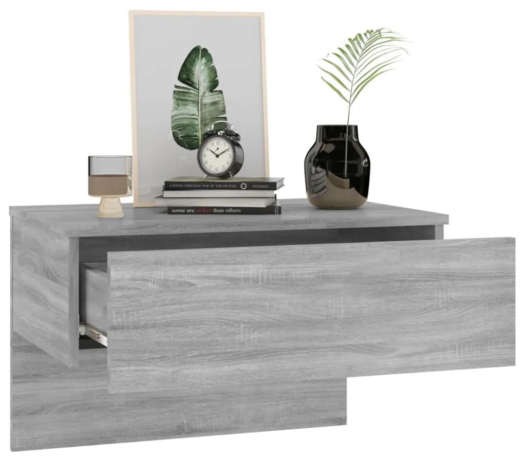 Mesas de cabeceira montagem na parede 2 pcs cinzento sonoma
