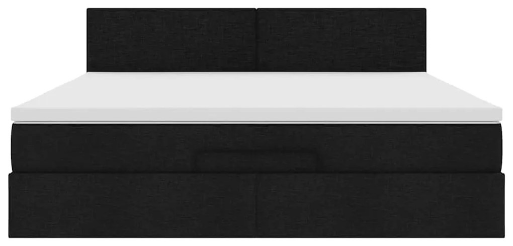 Estrutura de cama otomana com colchão 160x200 cm tecido preto