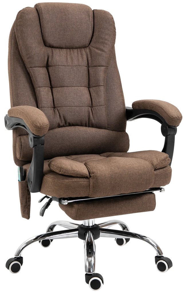 Vinsetto Cadeira de Escritório com Massagem Aquecimento Altura Ajustável Encosto Reclinável Apoio Pés e Almofada | Aosom Portugal