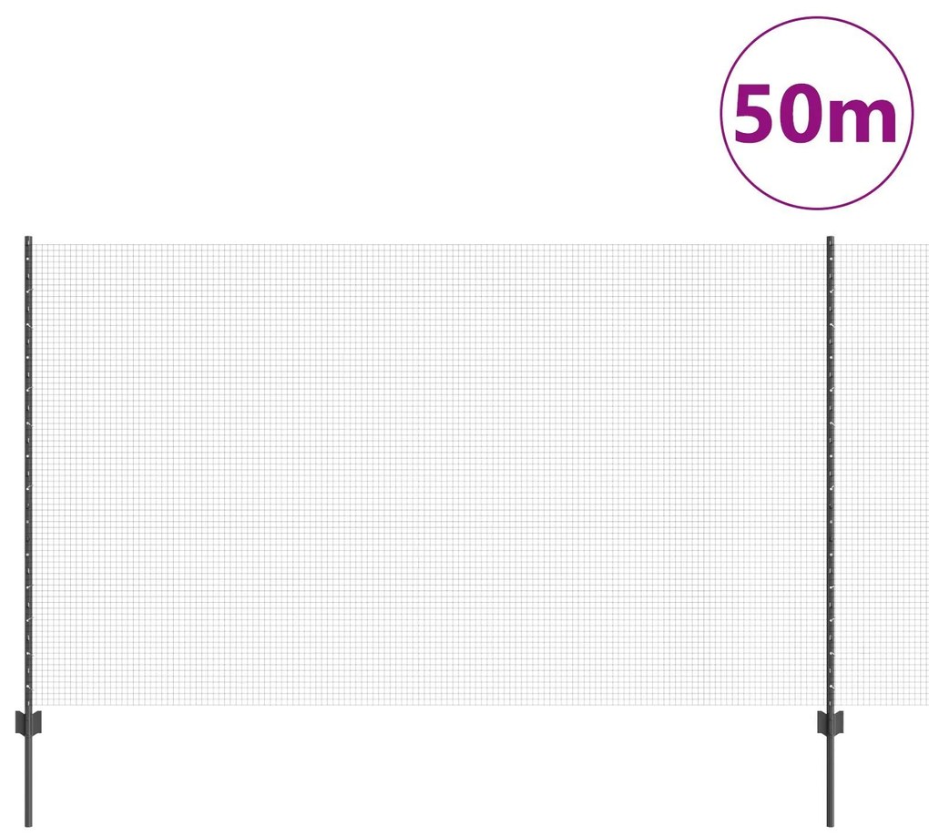 Cerca de Arame Soldado com 44 Postes U Cinza 1.4x50 m Aço