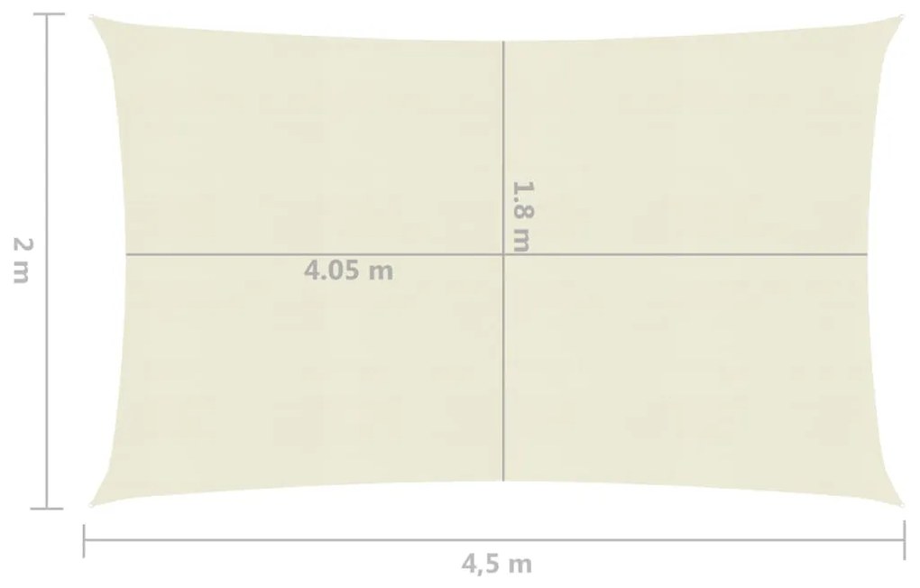 Para-sol estilo vela 160 g/m² 2x4,5 m PEAD cor creme