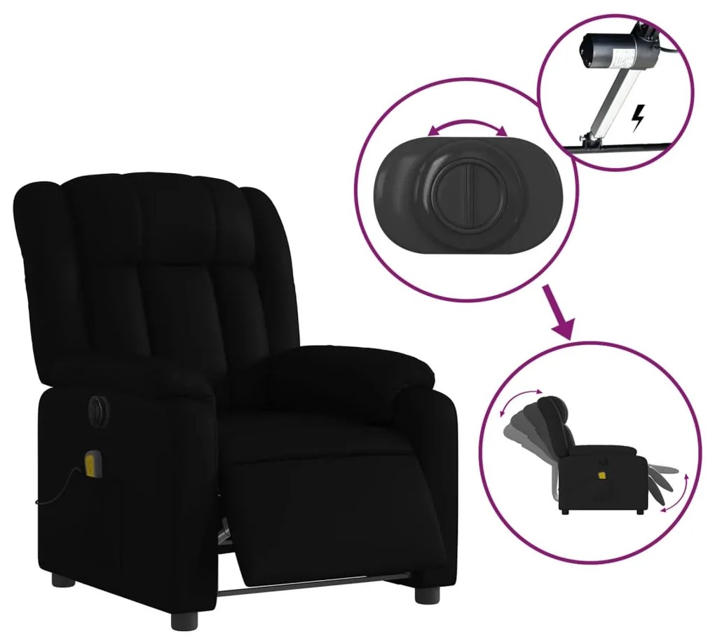 Poltrona massagens reclinável elétrica couro artificial preto