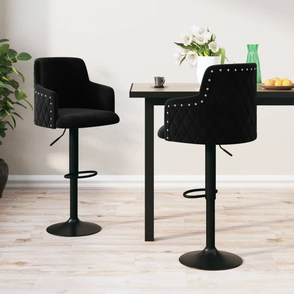 vidaXL Bancos de bar 2 pcs veludo preto