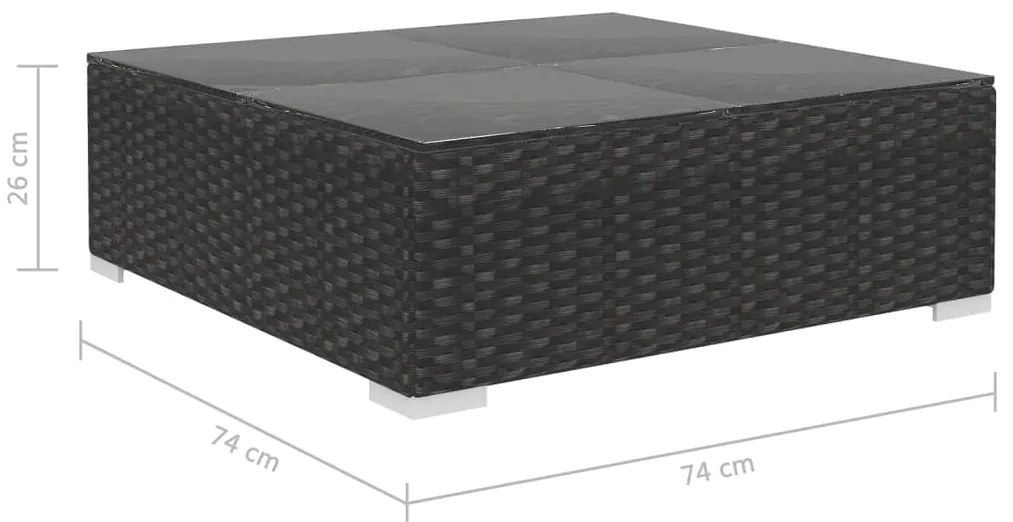 6 pcs conjunto lounge de jardim c/ almofadões vime PE preto
