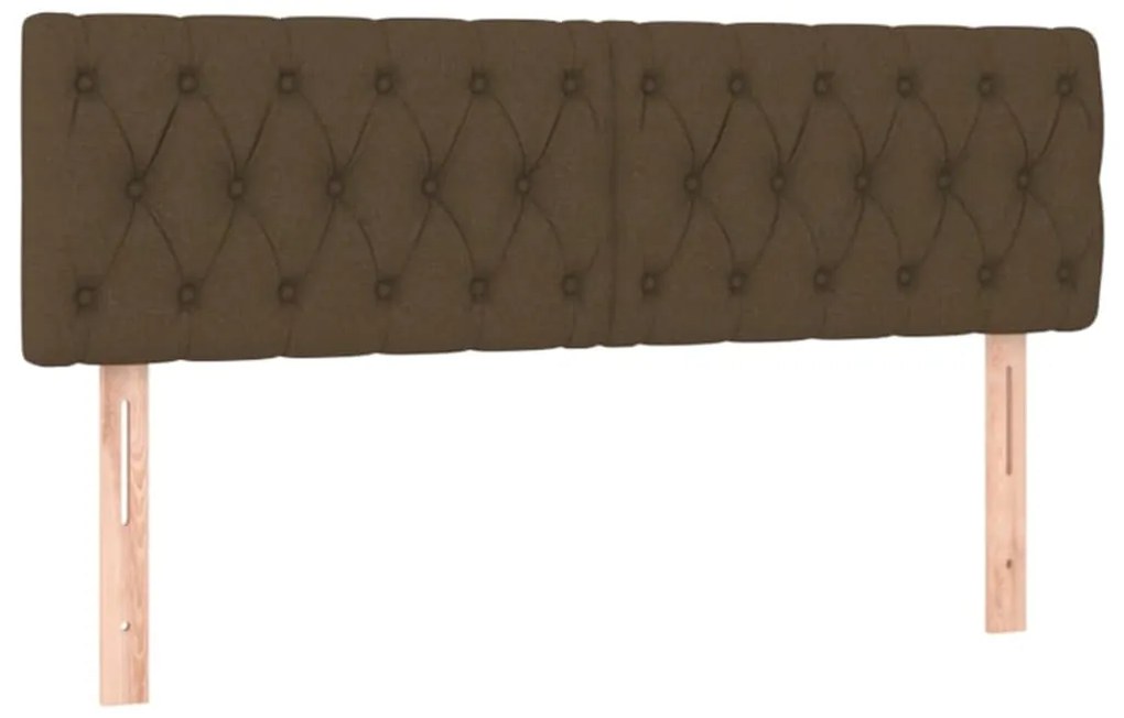 Cama box spring c/ colchão/LED 160x200cm tecido castanho-escuro