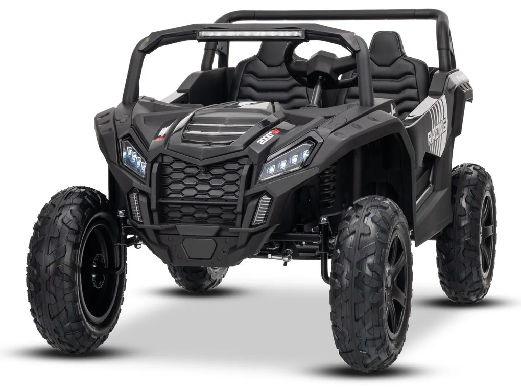 Carro elétrico para crianças UTV XXL 24V 2 Lugares em couro, travão de discos, luzes LED, rodas de borracha insufláveis com suspensão traseira, leitor