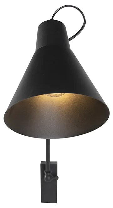 Candeeiro de parede design preto ajustável - Luna