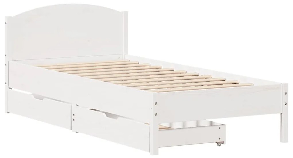Cama sem colchão 90x200 cm madeira de pinho maciça branco