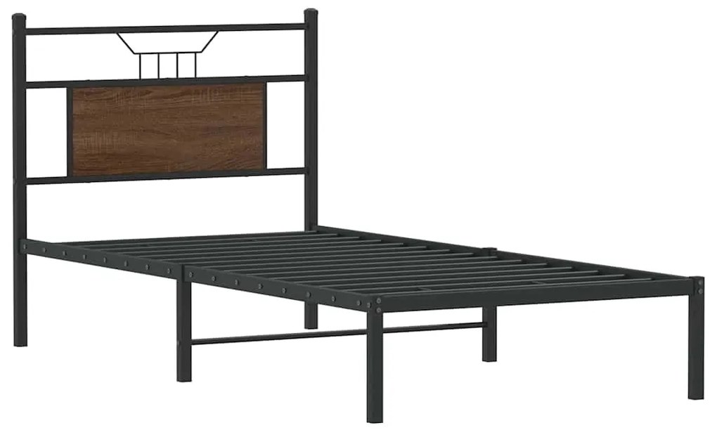Estrutura cama s/ colchão derivados madeira carvalho castanho