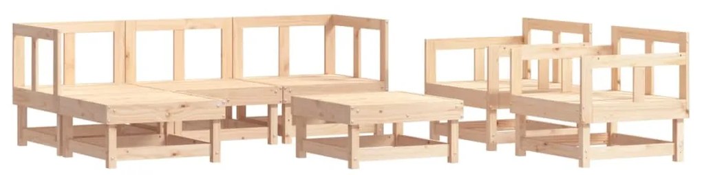 7 pcs conjunto lounge de jardim com almofadões madeira maciça