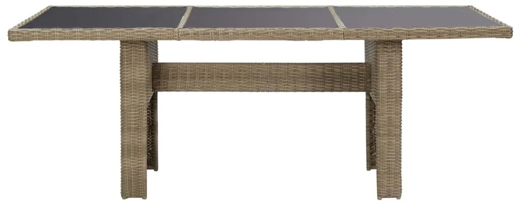 9 pcs conjunto de jantar para jardim vime PE castanho