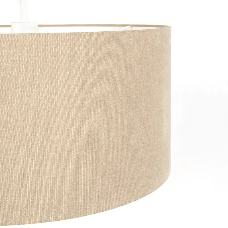 Candeeiro de suspensão rústico branco com cúpula castanho claro 50cm - Combi Moderno