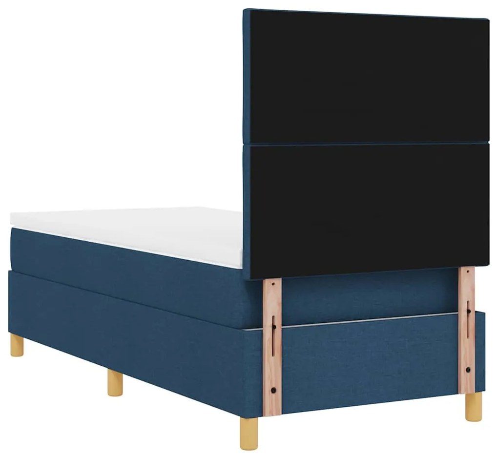Cama Box com Colchão &amp; LED Azul 90x200 cm Tecido