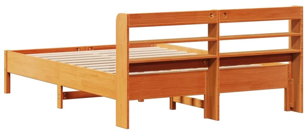 Cama sem colchão 140x190 cm pinho maciço castanho-mel