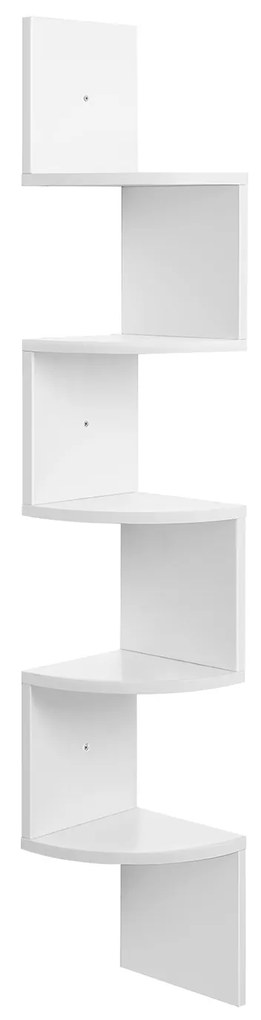 Prateleira de canto flutuante com 5 níveis e design zigzag | VASAGLE | 20 x 20 x 126 cm | branco | LBC20WT.