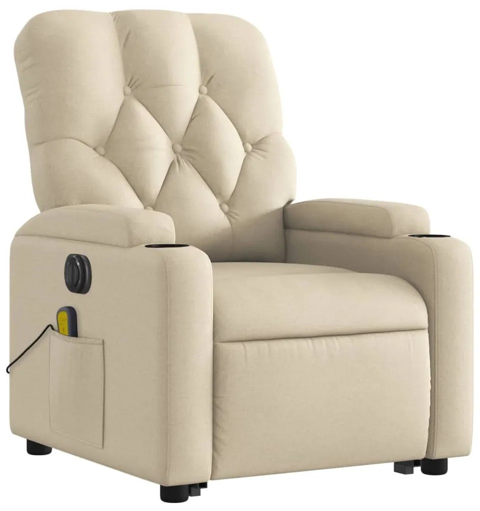 Poltrona elétrica elevatória massagens tecido creme