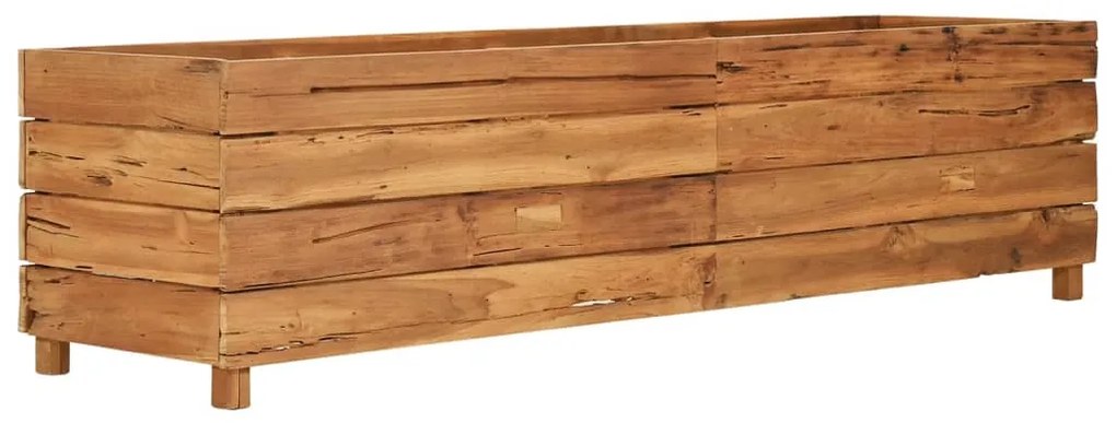 Vaso/floreira 150x40x38 cm madeira de teca reciclada e aço