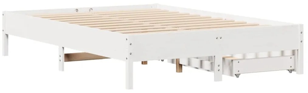 Cama sem colchão 140x200 cm madeira de pinho maciça branco