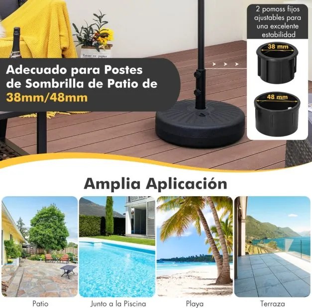 Suporte de guarda-sol insuflável resistente 50 x 36 cm (diâmetro x altura), compatível com hastes de 38/48 mm, capacidade de carga de 22 kg, para jard