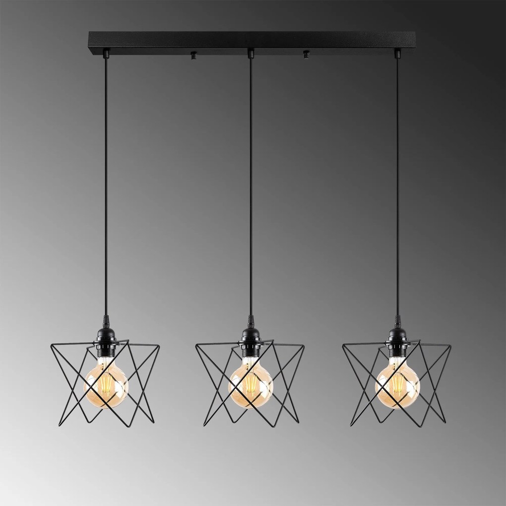Candeeiro de Teto Akkas – Preto – 98 x 24 cm