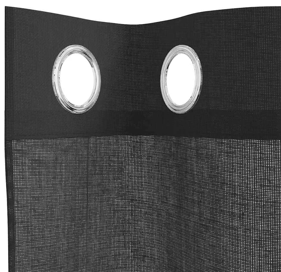 Cortinas de voile com ilhós 2 pcs preto 140x175 cm