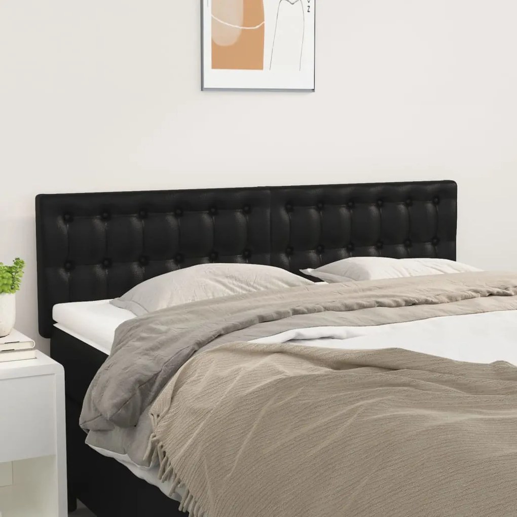 346464 vidaXL Cabeceira de cama 2 pcs couro artificial 72x5x78/88 cm preto