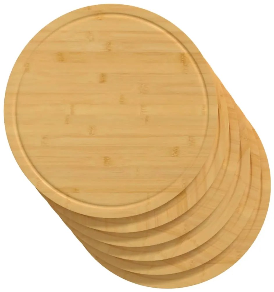 Tábuas de cortar 6 pcs Ø30x1,5 cm bambu