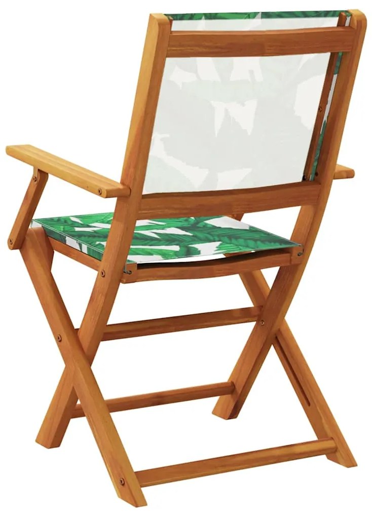 Cadeiras de jardim 2 pcs acácia maciça/tecido padrão de folhas