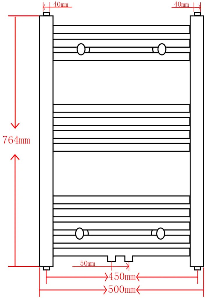 Aquecedor toalhas casa de banho liso 500 x 764 mm cinza