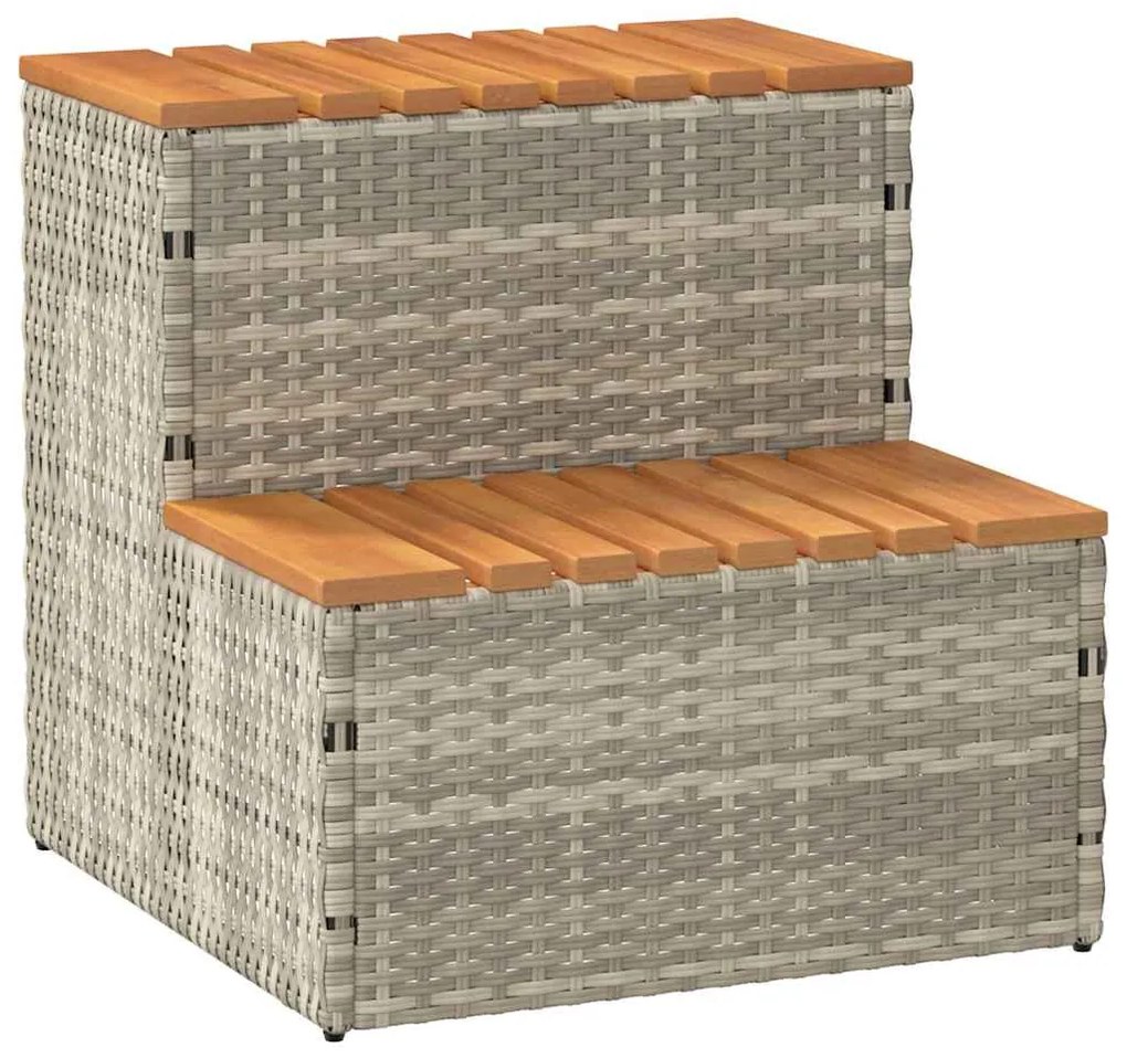 vidaXL Degrau p/ hidromassagem 50x50x50,5 cm PE e acácia maciça