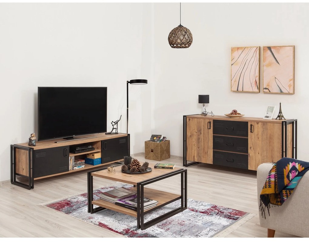 Conjunto de Mobiliário de Sala Cosmo – Pinho Atlântico – Consola: 160x
