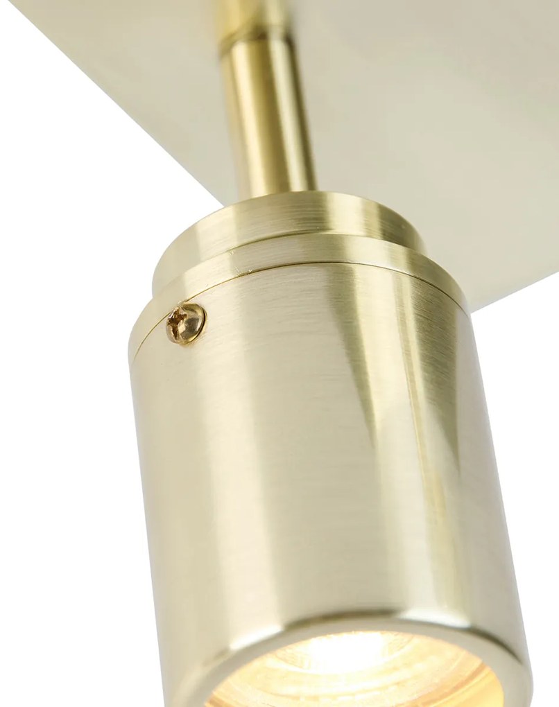 Foco de teto moderno para casa de banho quadrado em latão 2 luzes IP44 - Ducha