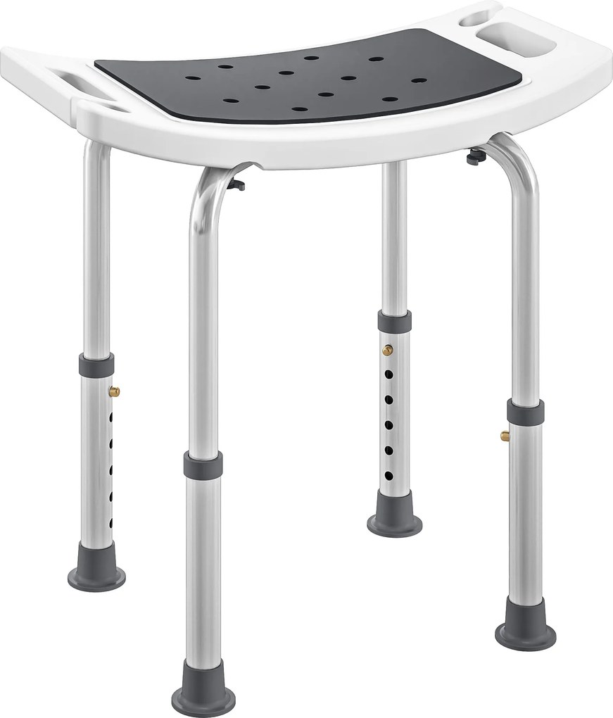 HOMCOM Assento de Duche Regulável em Altura Banqueta de Duche Ergonômica Pés Antiderrapantes Capacidade Máx. 135 kg Alumínio HDPE Cinza | Aosom Portugal