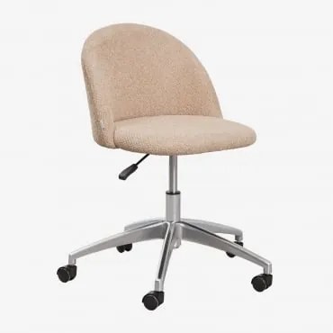 Cadeira De Escritório Com Rodas Estofada Kana Chenille Grossa Castanho Latte - Sklum