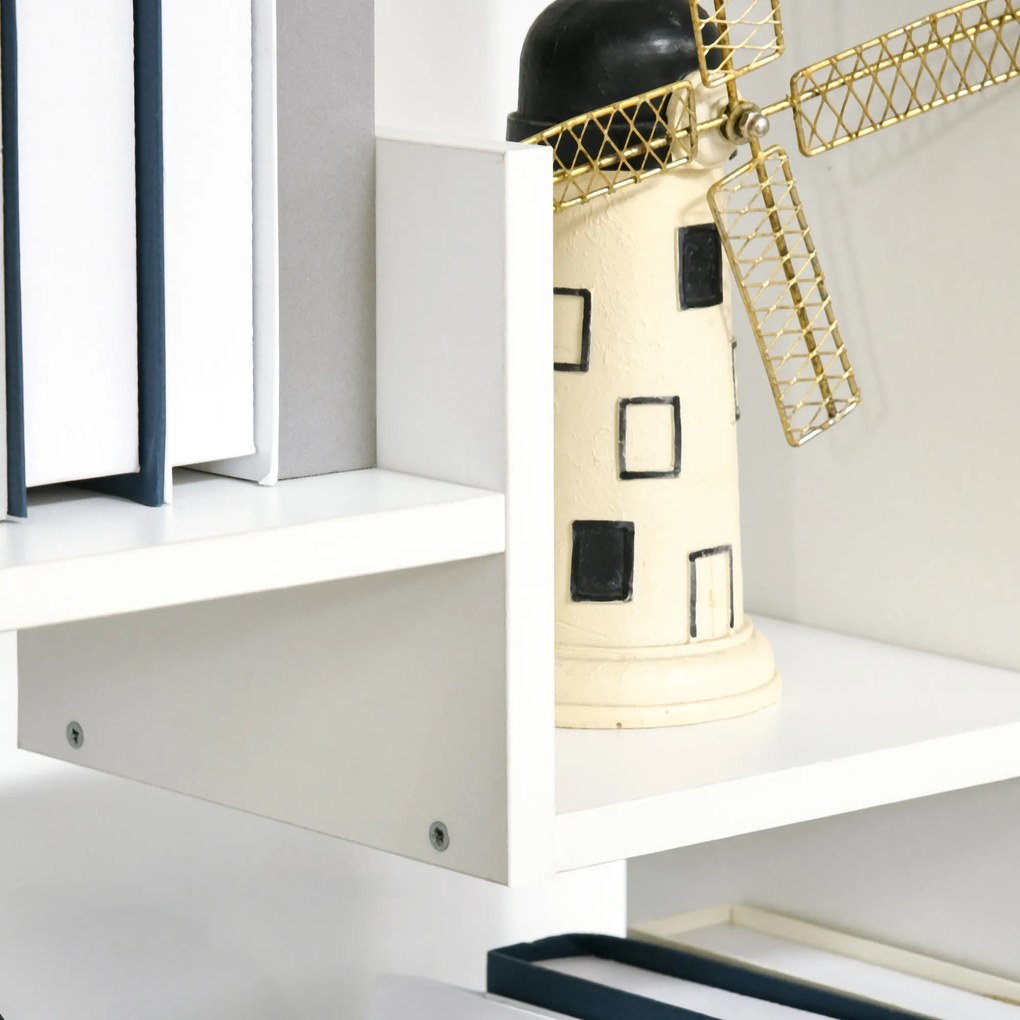 HOMCOM Estante para Livros de 6 Níveis Estante com 11 Compartimentos Abertos para Sala de Estar Escritório Estúdio Anti-Tombo Carga Máxima 100kg 61x21,6x162,6cm Branco
