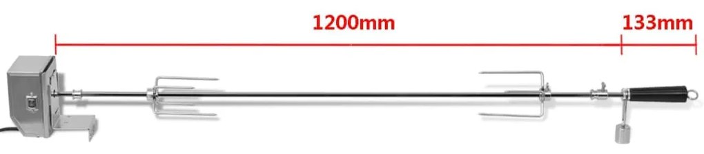 Espeto Rotisserie de churrasqueira + motor profissional de aço 1200 mm