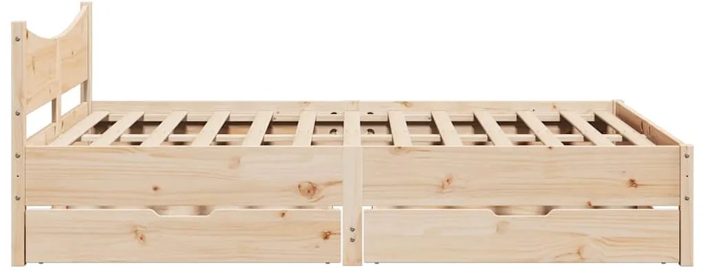 Estrutura de cama c/ gavetas 150x200 cm madeira de pinho maciça