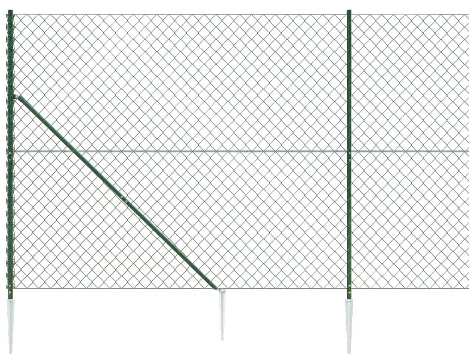 Cerca de arame com estacas de fixação 2,2x25 m verde