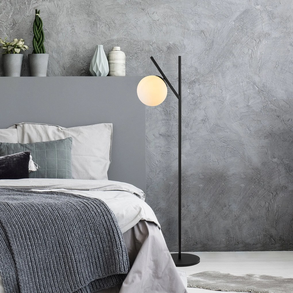 Candeeiro de Pé Fork – Preto e Creme – 31 x 45 x 152 cm