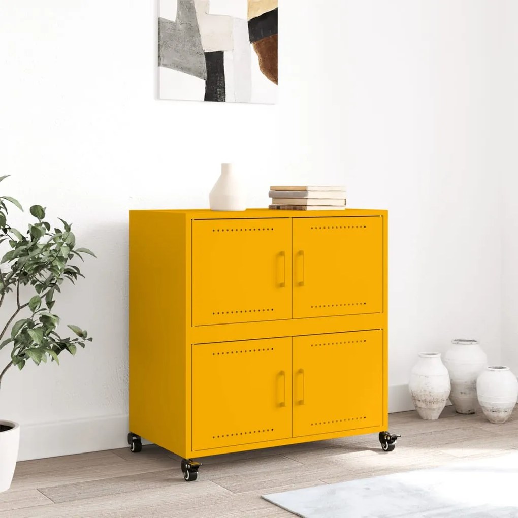 Aparador 68x39x72 cm aço amarelo mostarda