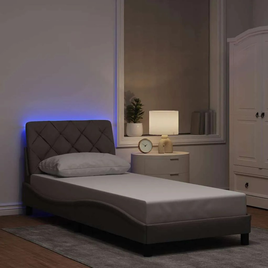 vidaXL Estrutura de cama com LED sem colchão 90x190 cm tecido