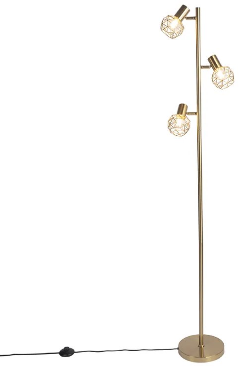 Candeeiro de pé design dourado 3 luzes ajustáveis - Mesh Moderno,Design