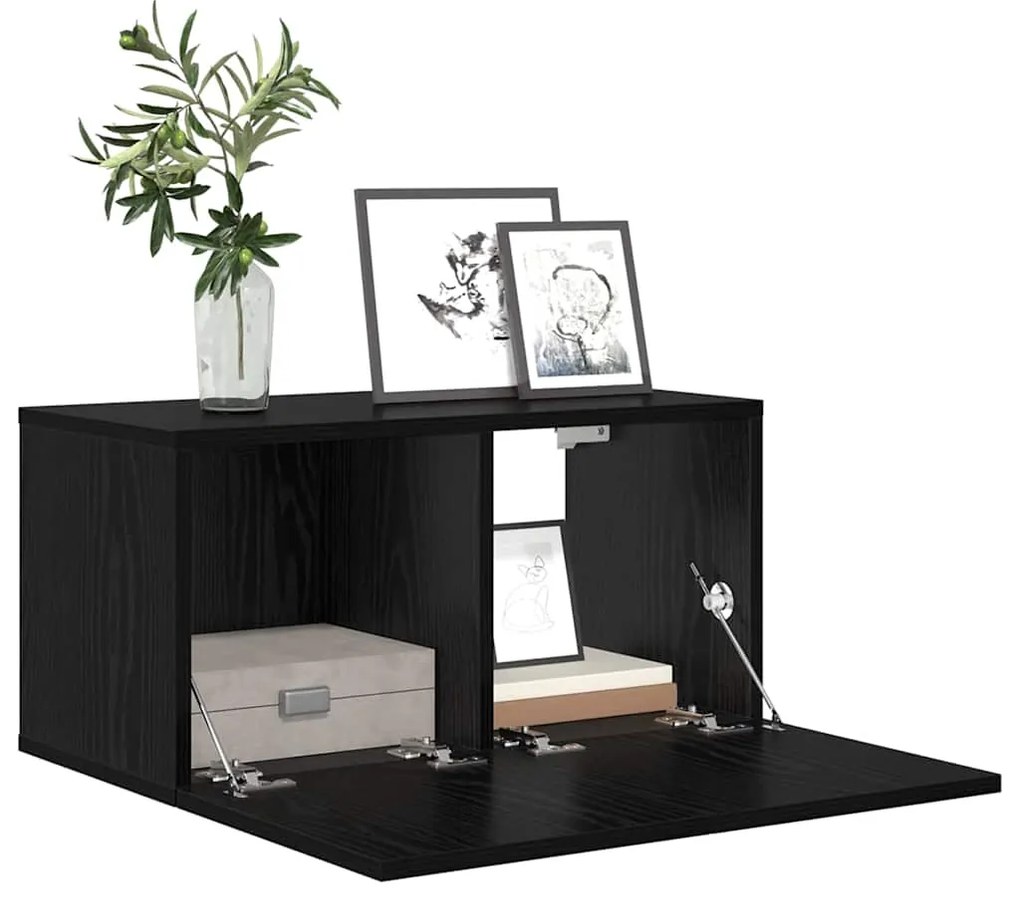 Conjunto de Gabinete de TV Carvalho Preto Madeira engenheirada