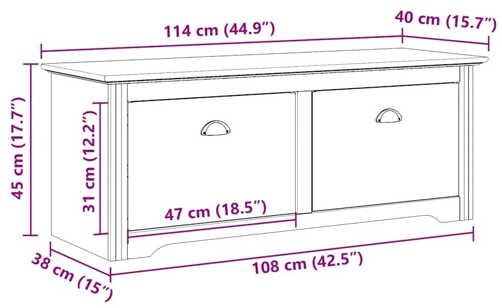 Banco de corredor BODO 114x40x45 cm branco