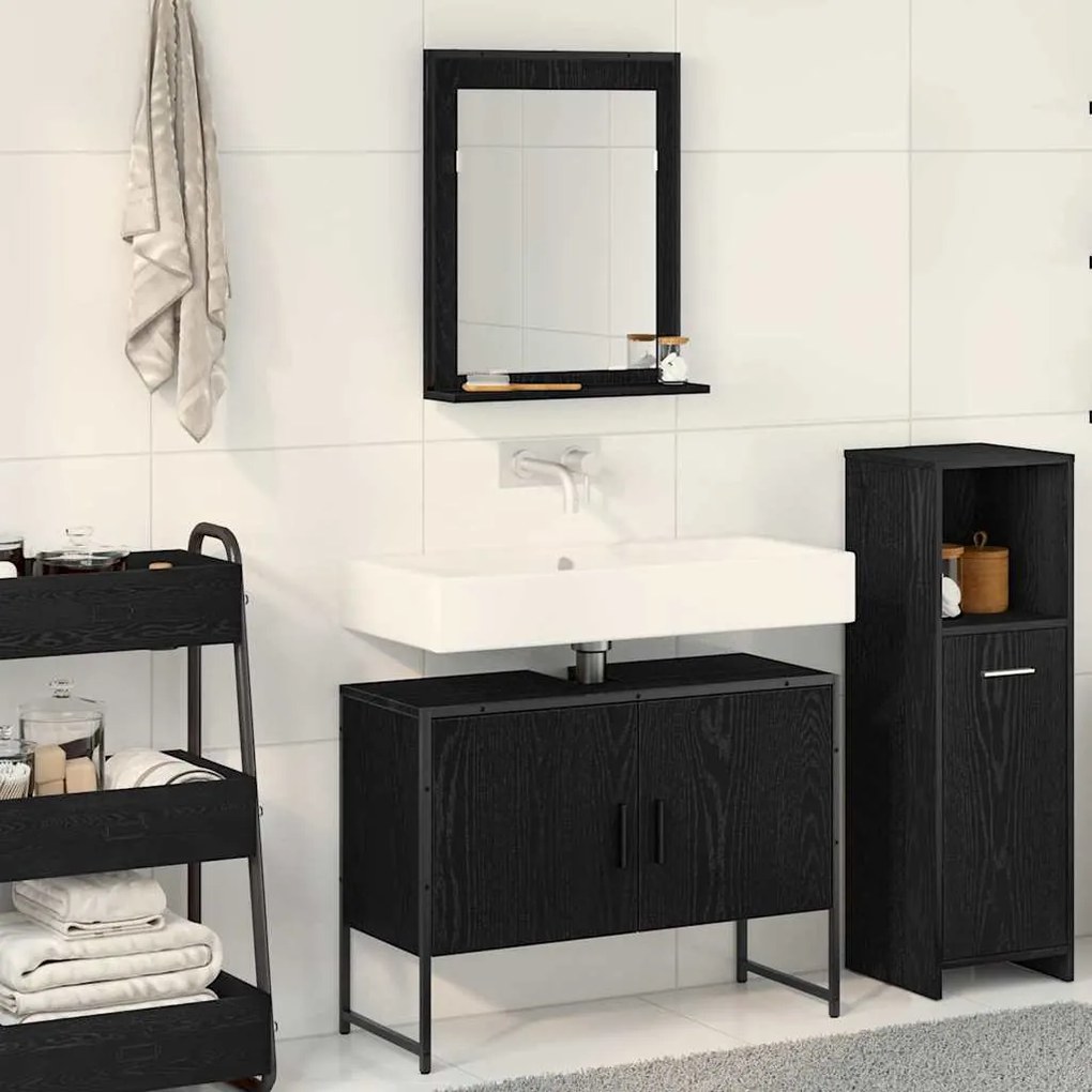 vidaXL Conjunto de Móveis para Banheiro 2 pcs Preto 80 x 33 x 60 cm