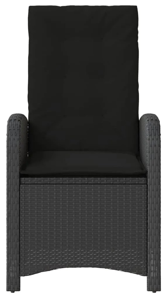 Cadeiras de jardim reclináveis c/ almofadões 2pcs vime PE preto