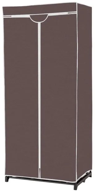 Guarda Roupa de tecido dobrável com fecho de correr Organizador de roupa têxtil com varão para pendurar 74 x 50 x 172 cm Castanho